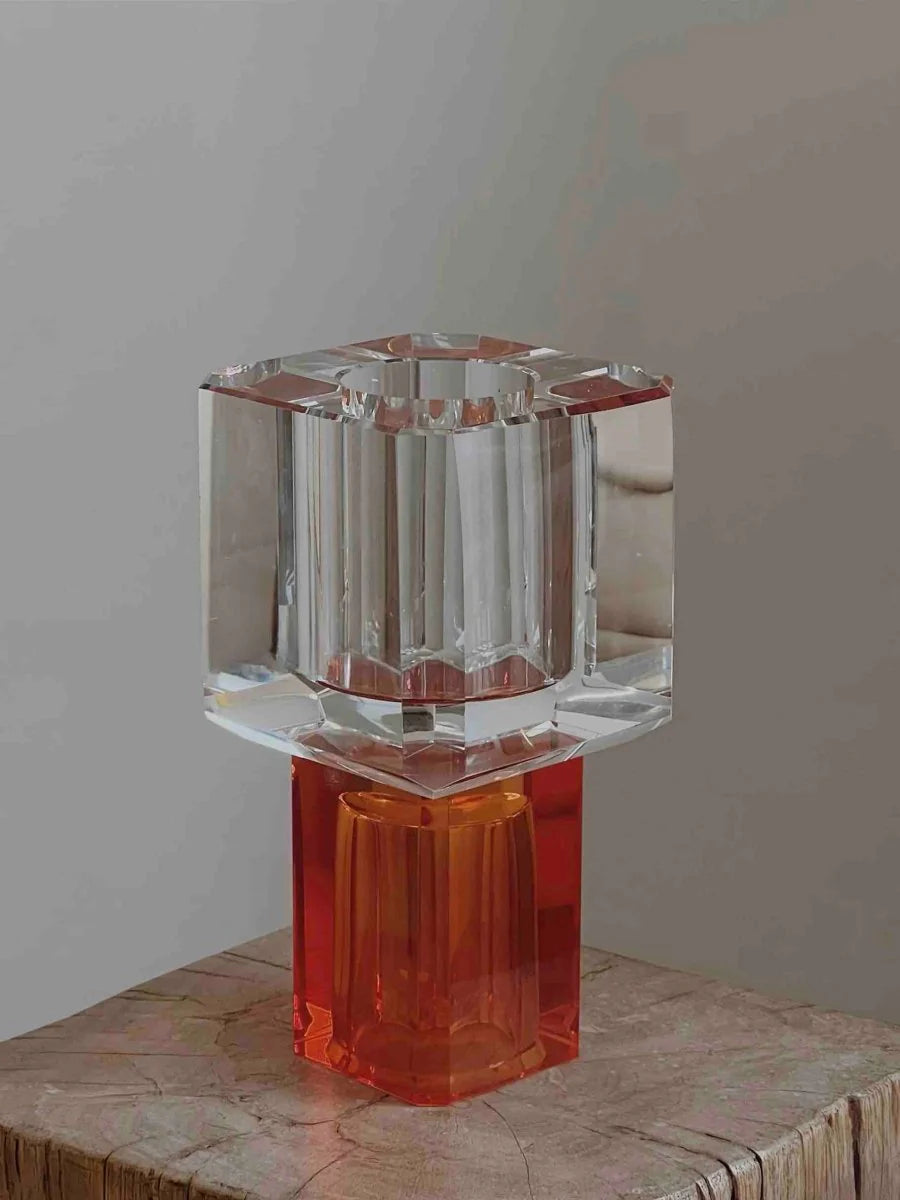 Modern Crystal Block Vase, Contemporary Table Setting Centrepieces