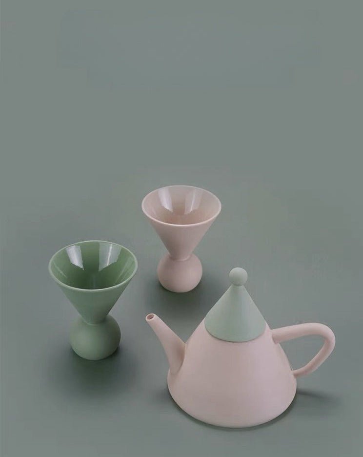Morandi Ceramic Tea Set Gift Box - Nordic Handmade Cute Teapot & Tea Cups Set of 3 Pcs ( $26.6 Each )